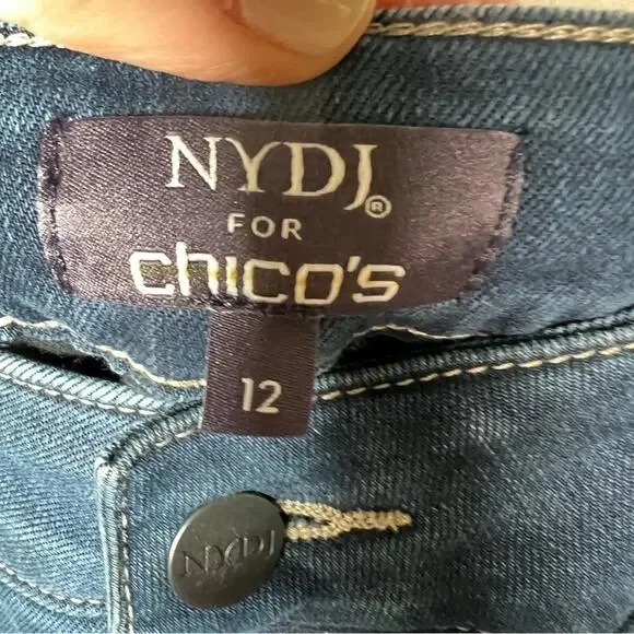 NYDJ dark wash straight leg lift and tuck jeans size 12 B100 - Picture 2 of 7